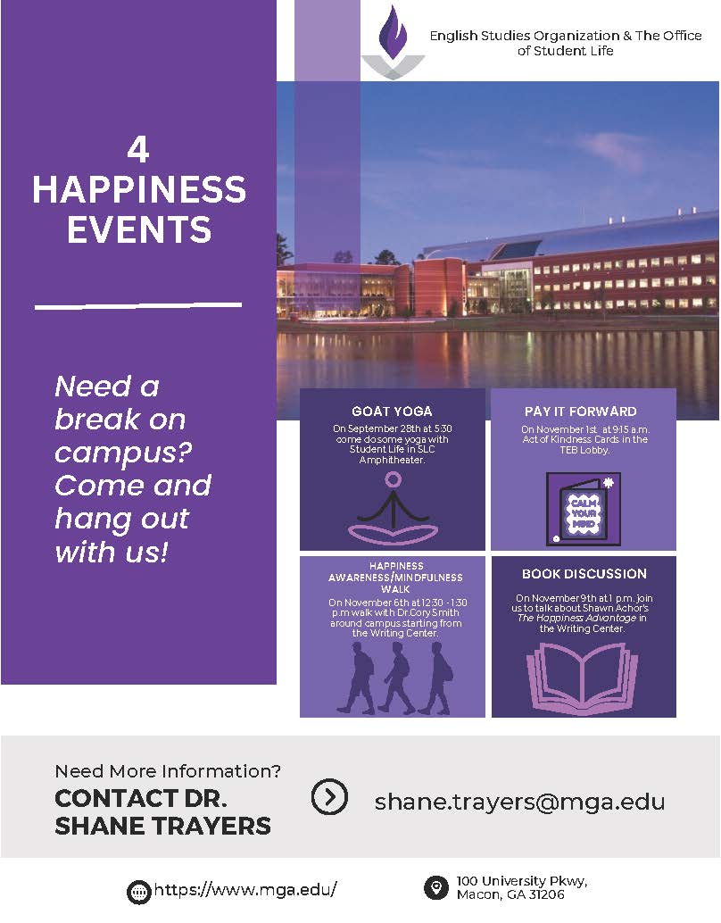 Happiness Events flyer.